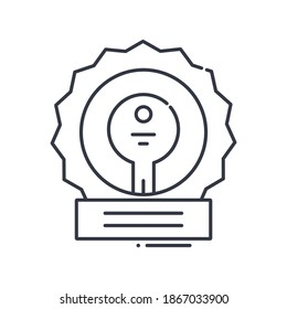 Icono de concepto de éxito clave, ilustración lineal aislada, vector de línea delgada, signo de diseño web, símbolo de concepto de contorno con trazo editable sobre fondo blanco.