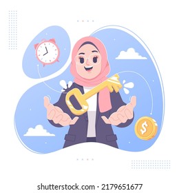 key of success concept illustration design