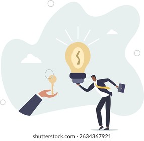 Key to success, creativity idea to solve problem, innovation or knowledge to unlock career potential concept. character life .