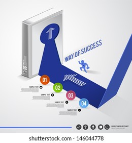 Key of success direction show arrow and colorful bullet layout graphic design