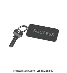  Key to Success. Key and key fob labelled success vector illustration on a white surface.