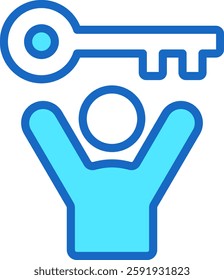Key To Success Icon Blue Color Vector Illustration