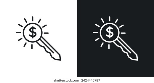 Key to Success Icon Designed in a Line Style on White Background.