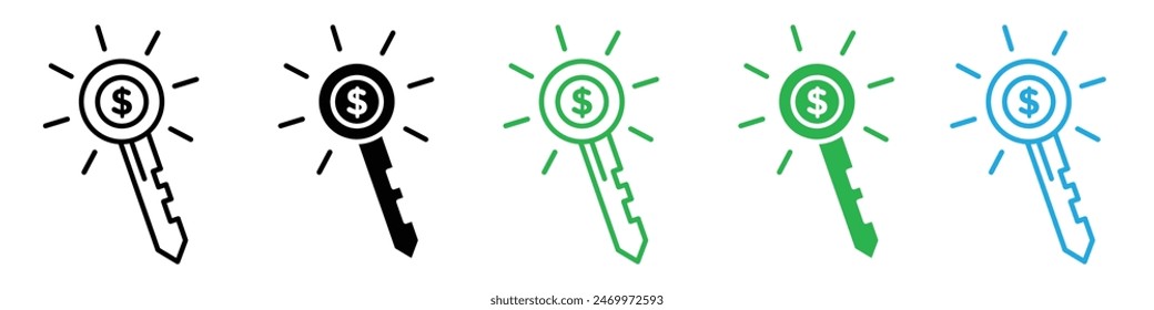 Key to success icon logo set vector
