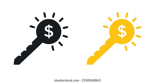 Key to success icon set in black and colored version