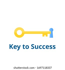 Key to success icon vector. Keyhole flat illustration. Business concept on white background. Achieve goal.