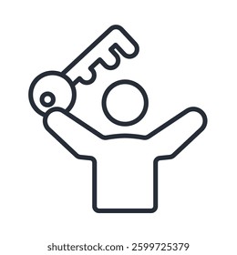 key of success icon. vector.Editable stroke.linear style sign for use web design,logo.Symbol illustration.