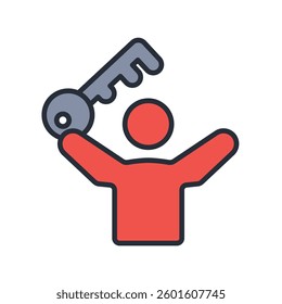 key of success icon. vector.Editable stroke.linear style sign for use web design,logo.Symbol illustration.
