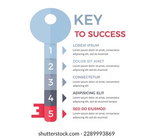 Key to success - infographic template with 5 elements for your text, vector eps10 illustration