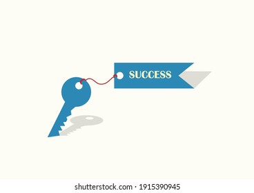 -Schlüssel mit dem SUCCESS-Label .  Haufen Schlüssel mit SUCCESS-Tag. Schlüssel zum Erfolg. Vektorgrafik