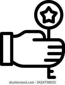 Icono de indicador de rendimiento clave de éxito con estilo de contorno negro. éxito, clave, negocio, concepto, solución, puerta, logro. Ilustración vectorial