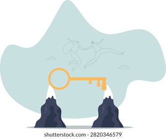 Key success, solution to solve problem and overcome obstacle,resolution method or resolve.human life and situation.vector illustration.