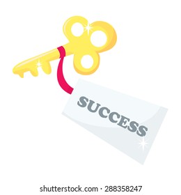 Key with success tag vector illustration.