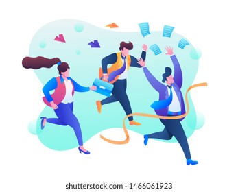 The key to success, teamwork, flat style illustration vector mobile app for company homepage template hero image landing page