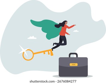 Éxito clave para desbloquear el verdadero potencial para ganar negocios o mejorar su carrera, avanzar hacia un futuro brillante, una nueva oportunidad o dirección comercial.