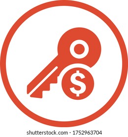 Key to success vector icon, money security