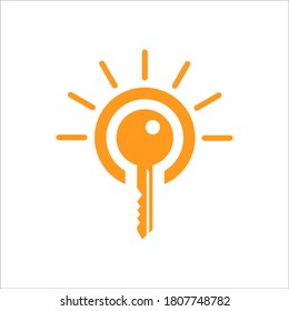 key sun logo design vector sign
