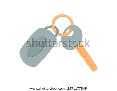 Key symbol flat icon. Car pass item. Gift for transportation, graphic concept, potential usage for car insurance or vehicle designs.