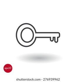 Key symbol. Flat outline vector icon