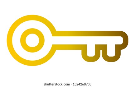 Key symbol icon - golden gradient outline, isolated - vector illustration