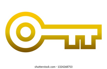 Key symbol icon - golden gradient outline, isolated - vector illustration