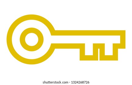 Key symbol icon - golden simple outline, isolated - vector illustration