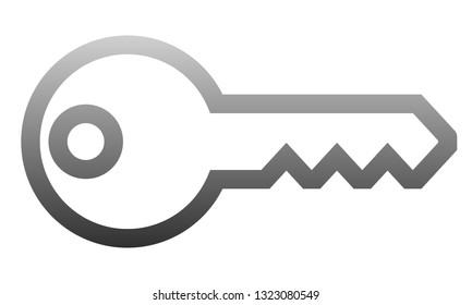 Key symbol icon - red gradient outline, isolated - vector illustration