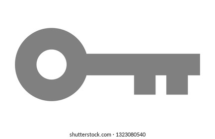 Key symbol icon - red simple, isolated - vector illustration