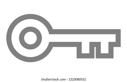 Key symbol icon - red simple outline, isolated - vector illustration