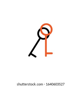key symbol line vector icon. Stock vector illustration isolated on white background.