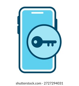 Símbolo clave en la pantalla de un teléfono inteligente, ideal para App de seguridad, herramientas de Contraseña, sistemas de acceso y temas de protección digital.
