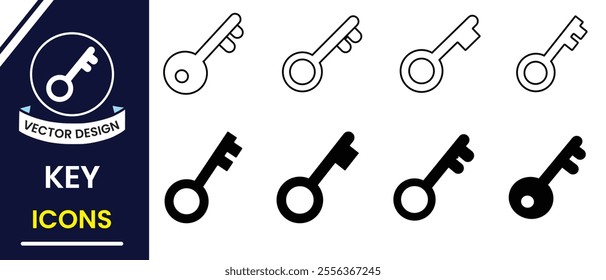 Key symbol, security key icon, vector. House Key vector icon, silhouette symbol, Lock or unlock sign, symbol design. Home,  Apartment, security key icon. Vector illustration.