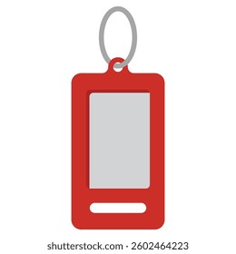 Key tag with label vector cartoon illustration isolated on a white background.