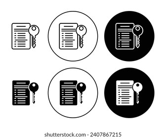 Key takeaway vector icon set. Keyword document symbol suitable for apps and websites UI designs.