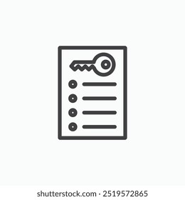 Ícone simples de takeawaylinesde chave no estilo de linha.