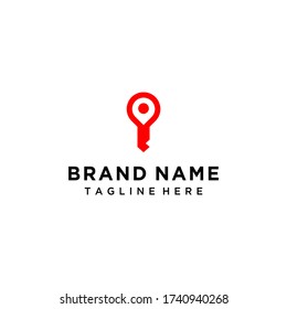 Key Template Logo With A Pin Icon At Its Hole