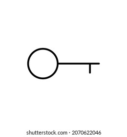 Key thin line icon in black. Outline key. Open. Close. Trendy flat style isolated symbol on white, used for: illustration, minimalistic, logo, mobile, app, emblem, design, web, ui, ux. Vector EPS 10