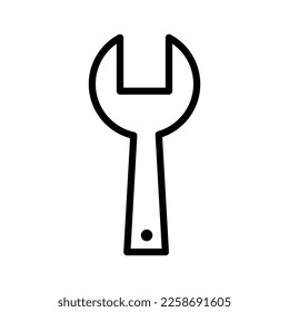 Key tool icon line isolated on white background. Black flat thin icon on modern outline style. Linear symbol and editable stroke. Simple and pixel perfect stroke vector illustration
