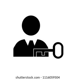 Key tool in a man head icon vector icon. Simple element illustration. Key tool in a man head symbol design. Can be used for web and mobile.