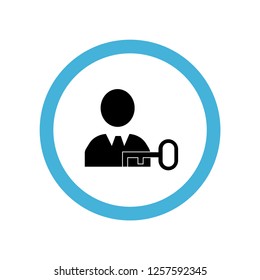 key tool in a man head icon symbol. Premium quality isolated key tool in a man head vector icon in trendy style. key tool in a man head element.