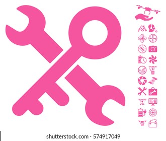 Key Tools pictograph with bonus uav tools pictograph collection. Vector illustration style is flat iconic symbols on white background.