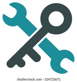 Key Tools vector icon. Style is bicolor flat symbol, soft blue colors, rounded angles, white background.