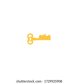 diseño de icono del logotipo de la ciudad clave con estilo de arte de línea simple