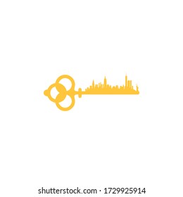 diseño de icono del logotipo de la ciudad clave con estilo de arte de línea simple