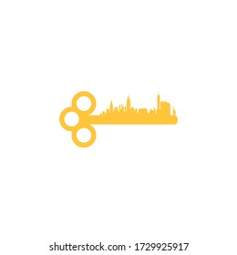 diseño de icono del logotipo de la ciudad clave con estilo de arte de línea simple