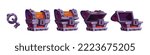 Key and treasure chests game level reward, pirate loot. Empty wooden box opening animation, rare trophy trunks for coins, gems or crystals fantasy assets, gui elements Cartoon vector illustration, set