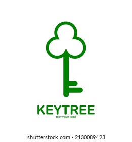 Key tree vector logo template. This design use leaf symbol. Suitable for environment.