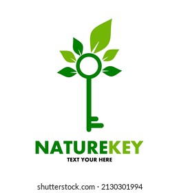 Key tree vector logo template. This design use leaf symbol. Suitable for environment