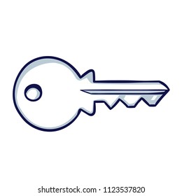 Key icon in trendy sketch style isolated on white background
concept.  Hand drawn doodle cartoon vector illustration.