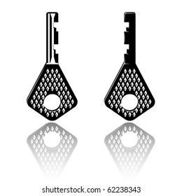 Key in two side view. Monochromatic vector illustration